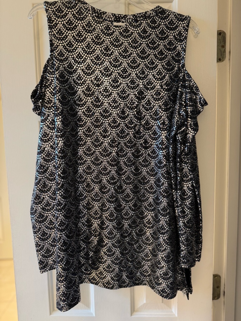 MICHAEL Michael Kors Black Top with Silver Sparkle Detail